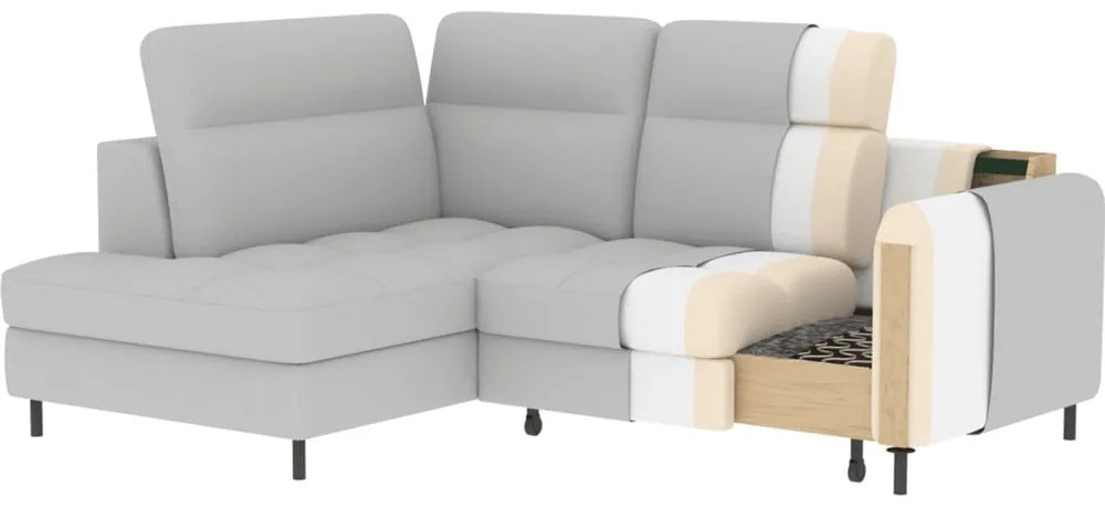 Sivá zamatová rozkladacia/s úložným priestorom rohová pohovka (ľavý roh/do L) Barea – ELTAP