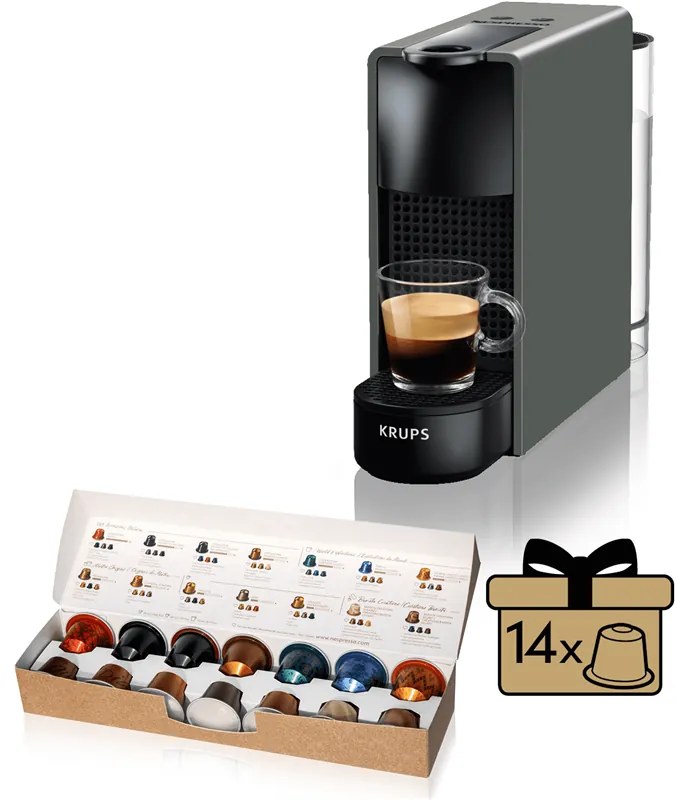 Kapsulový kávovar Krups Nespresso Essenza Mini XN110B10 šedý