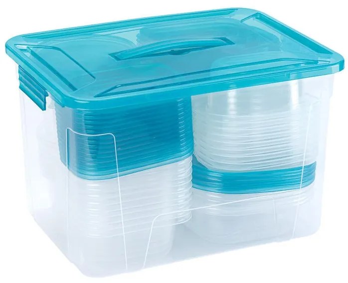 Veľká sada plastových dóz s viečkami 100 ks