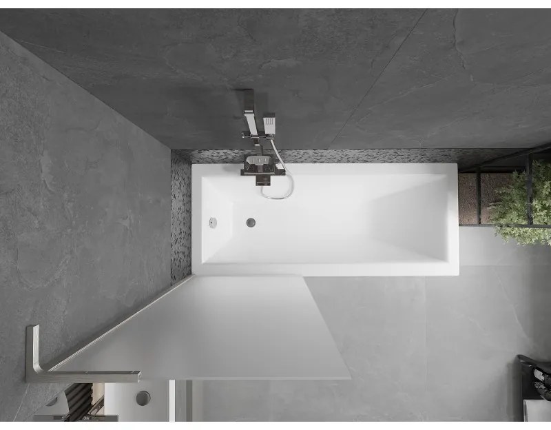 Mexen Next L, 1-krídlová vaňová zástena 70 x 150 cm, 6mm sklo námraza, 6mm číre sklo, profil brúsená oceľ, 895-070-000-03-30-97