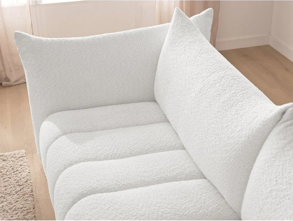 Biela rohová pohovka z textílie buklé (ľavý roh/s leňoškou) Azra – Bobochic Paris