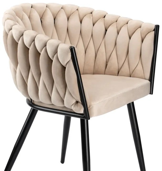 Jedálenská stolička COFTON zamatová, čierna / béžová