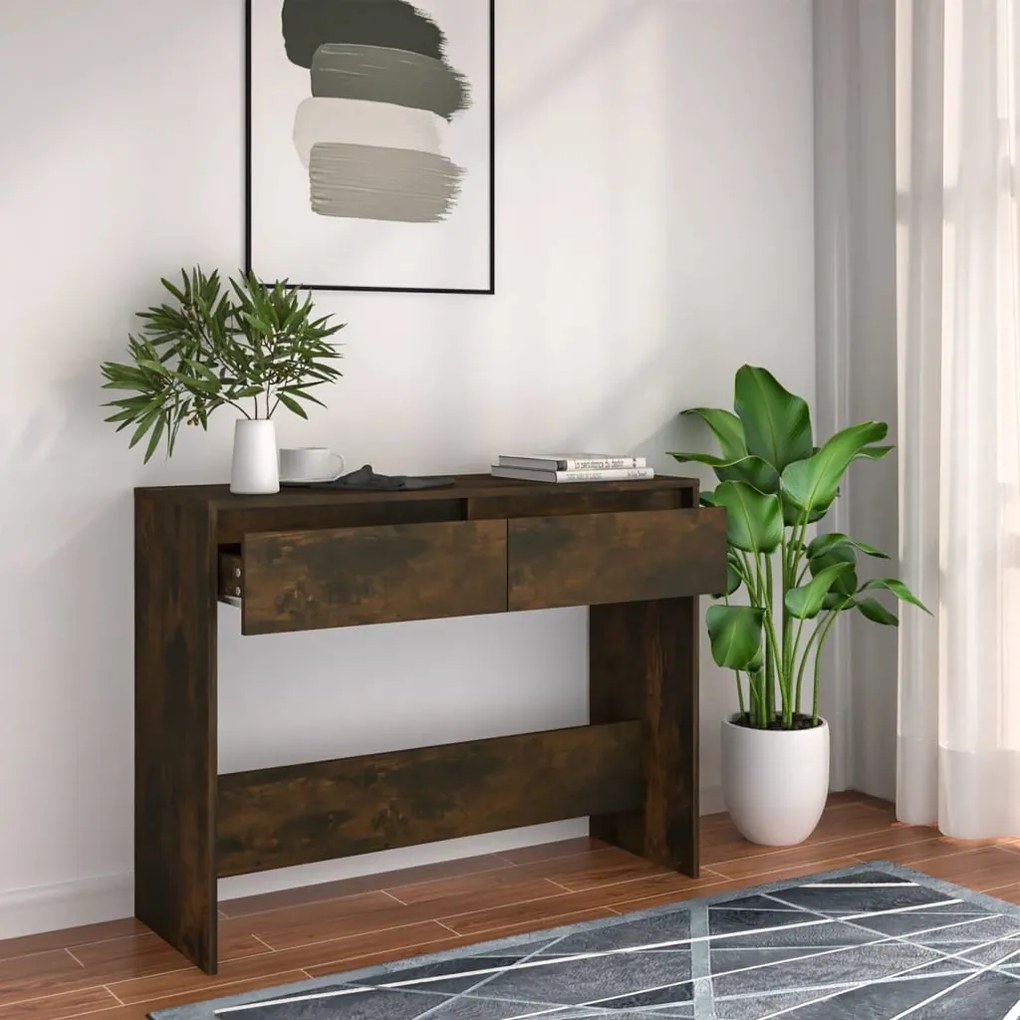 Konzolový stolík, tmavý dub 100x35x76,5 cm, kompozitné drevo 813035