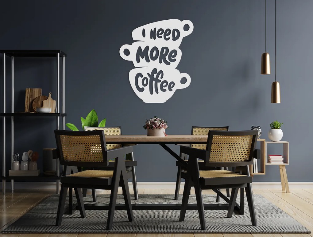 drevko Drevený nápis I need more coffee Rozmer obrazu: 37 x 32,5 cm, Farba dekorácie: Čierna