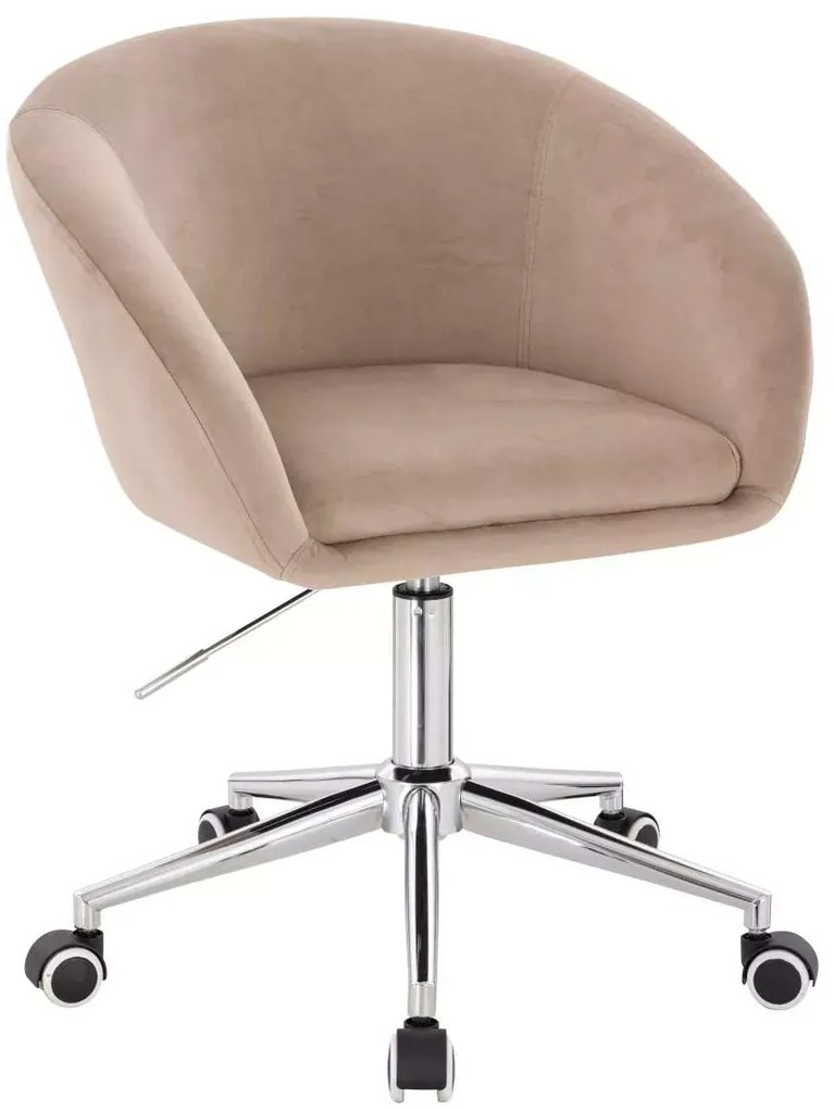 LuxuryForm DESIGN Stolička VENICE VELUR na striebornej podstave s kolieskami - latte