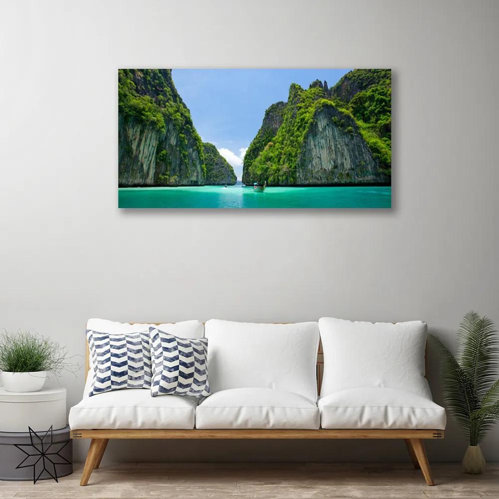 Obraz Canvas Hora voda záliv krajina 120x60 cm