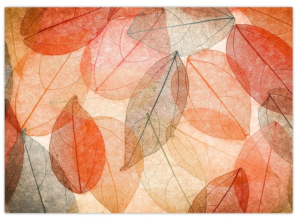 Sklenený obraz maľovaného jesenného lístia (70x50 cm)