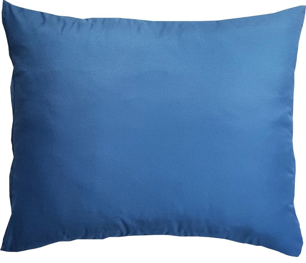 Dekoračná obliečka na vankúš modrej farby s čipkou 50x60