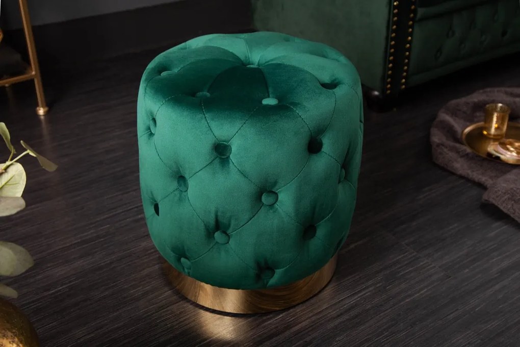 Dizajnová taburetka Rococo 37 cm tmavozelená