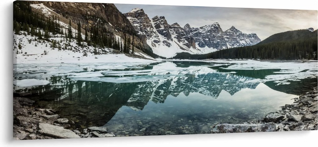 Obraz - jazero v zime (120x50 cm)