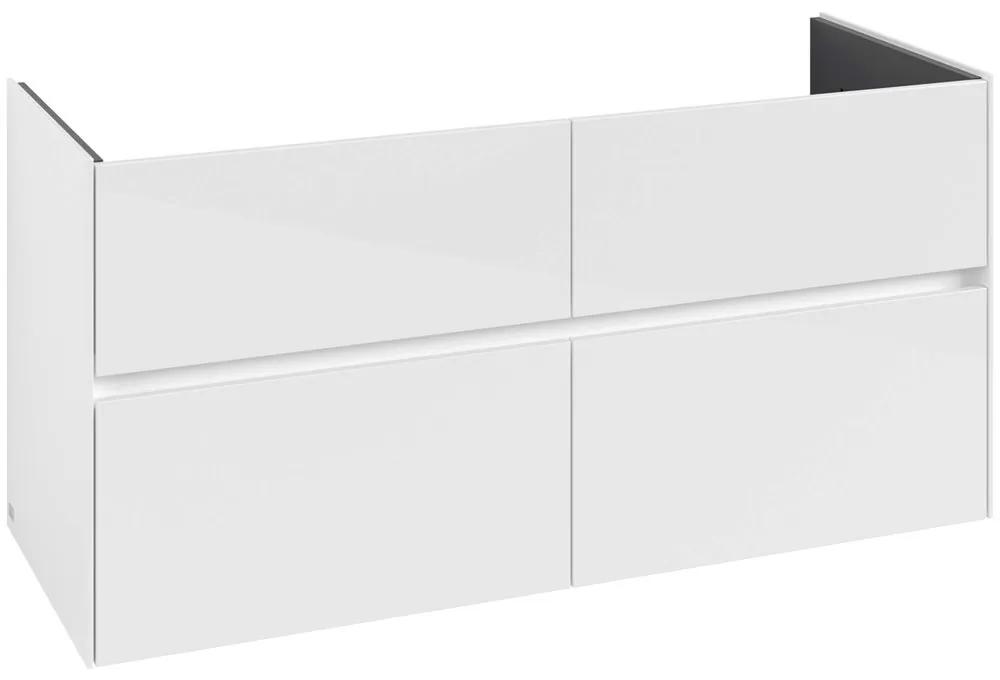 VILLEROY &amp; BOCH Collaro závesná skrinka pod dvojumývadlo, 4 zásuvky, 1261 x 480 x 610 mm, Glossy White, C14700DH