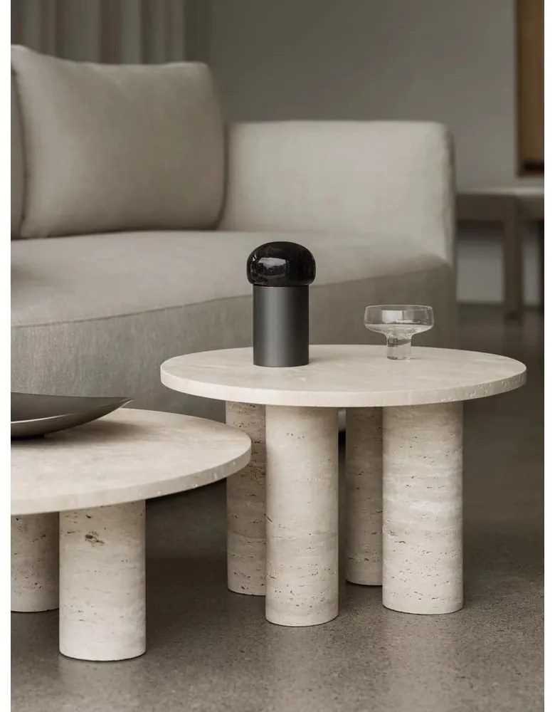 Béžový kamenný okrúhly konferenčný stolík ø 75 cm Volos – Blomus