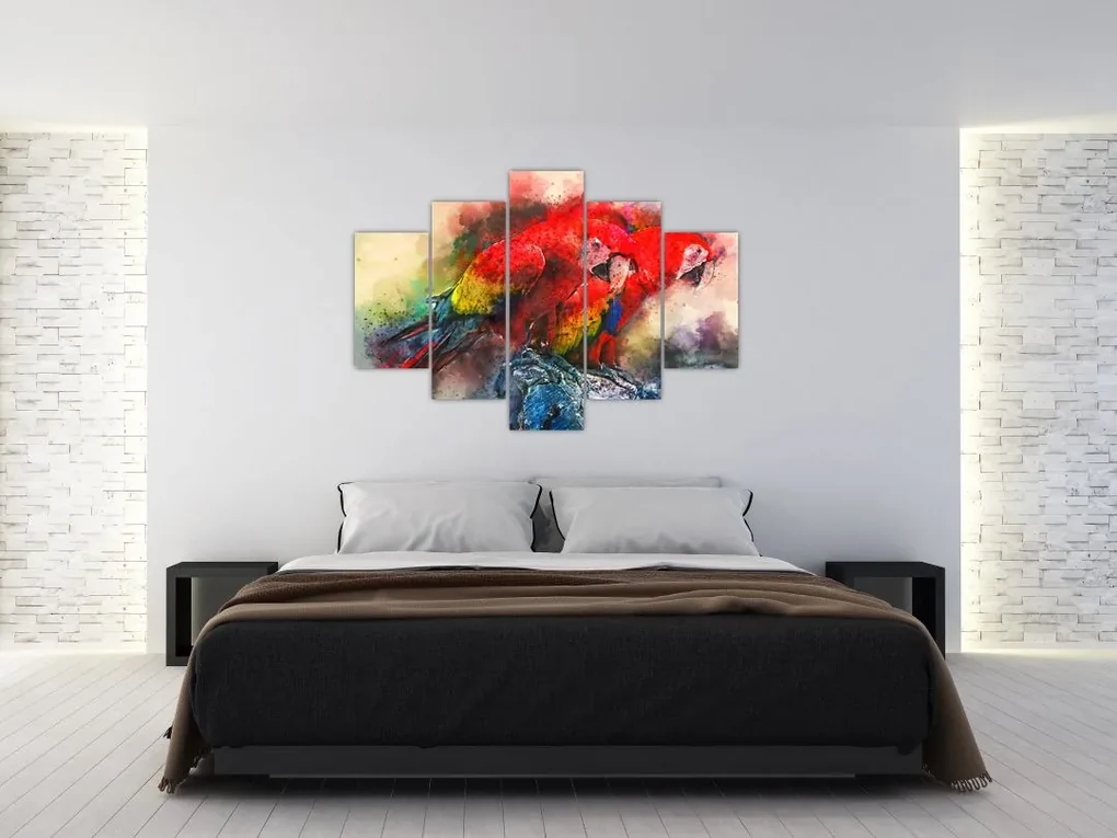 Obraz červených papagájov ara (150x105 cm)