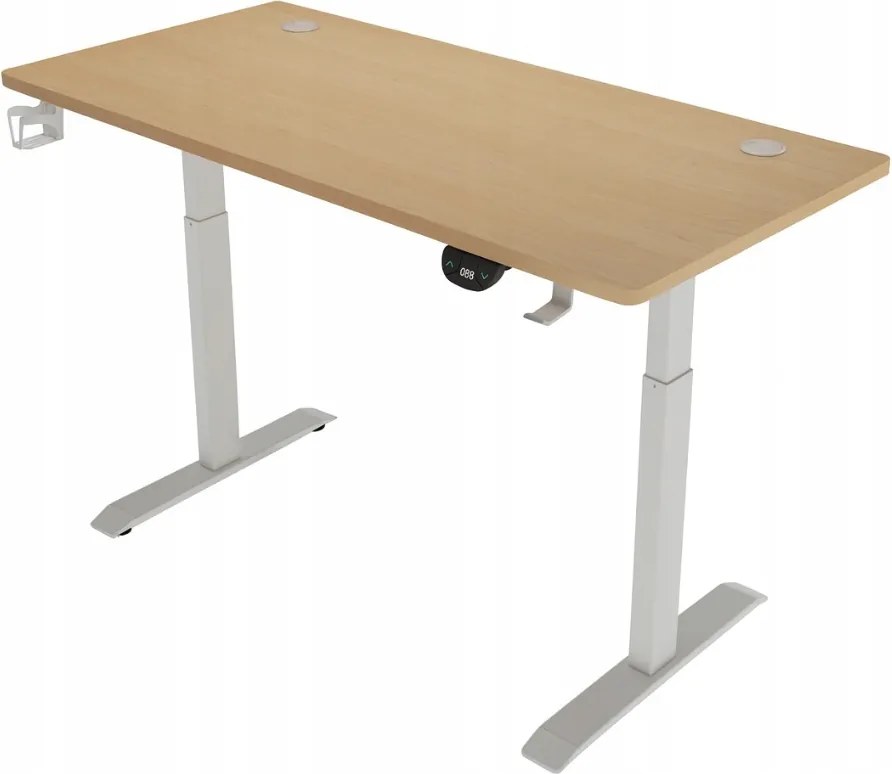 Elektrický výškovo nastaviteľný stôl 72 - 117 cm - jelša, biela Šírka: 60 cm | Dĺžka: 140 cm