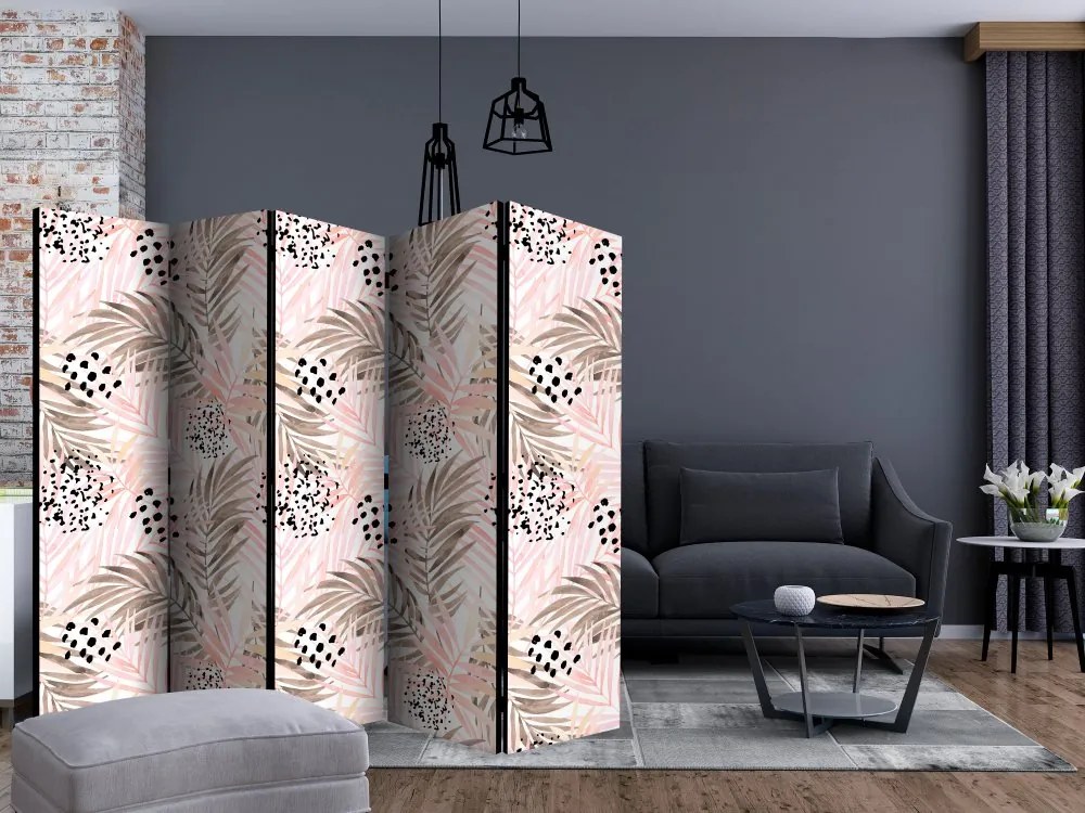 Artgeist Paraván - Pink Palm Leaves [Room Dividers]