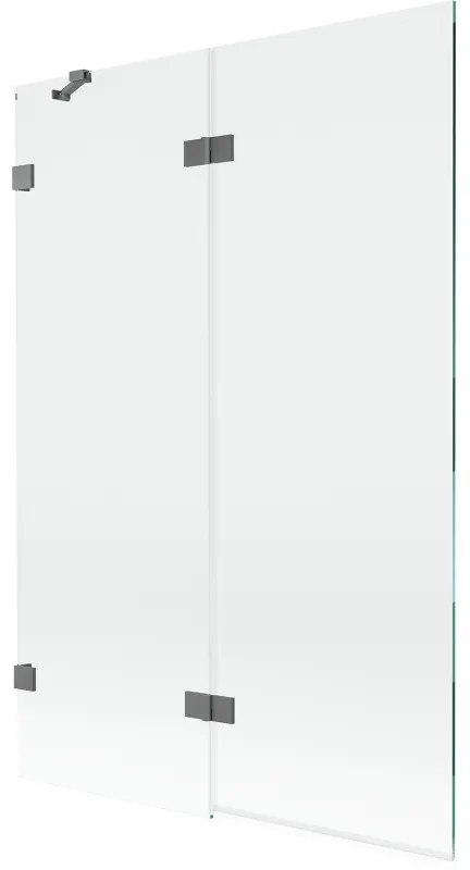 Mexen Lunar, 2-krídlová vaňová zástena ľavá 120 x 150 cm, číre sklo, grafitová, 897-120-100-95-00-L