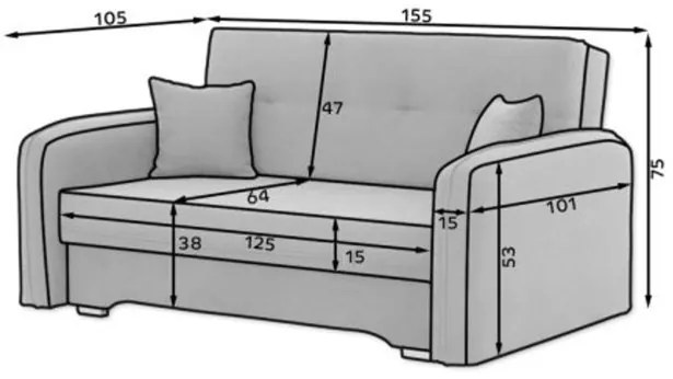 Rozkladacia 2-miestna pohovka LAINE, svetlofialová