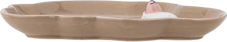 Hnedý kameninový detský tanier 14x20 cm Dolly – Bloomingville Mini