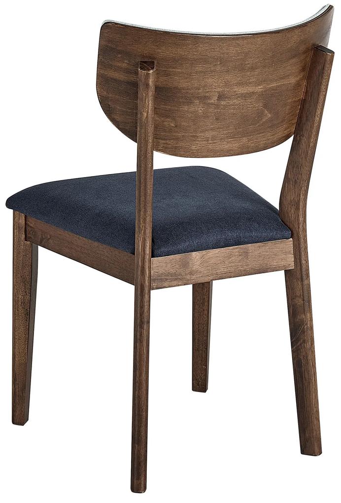 Sada 2 drevených jedálenských stoličiek tmavé drevo/modrá MOKA Beliani