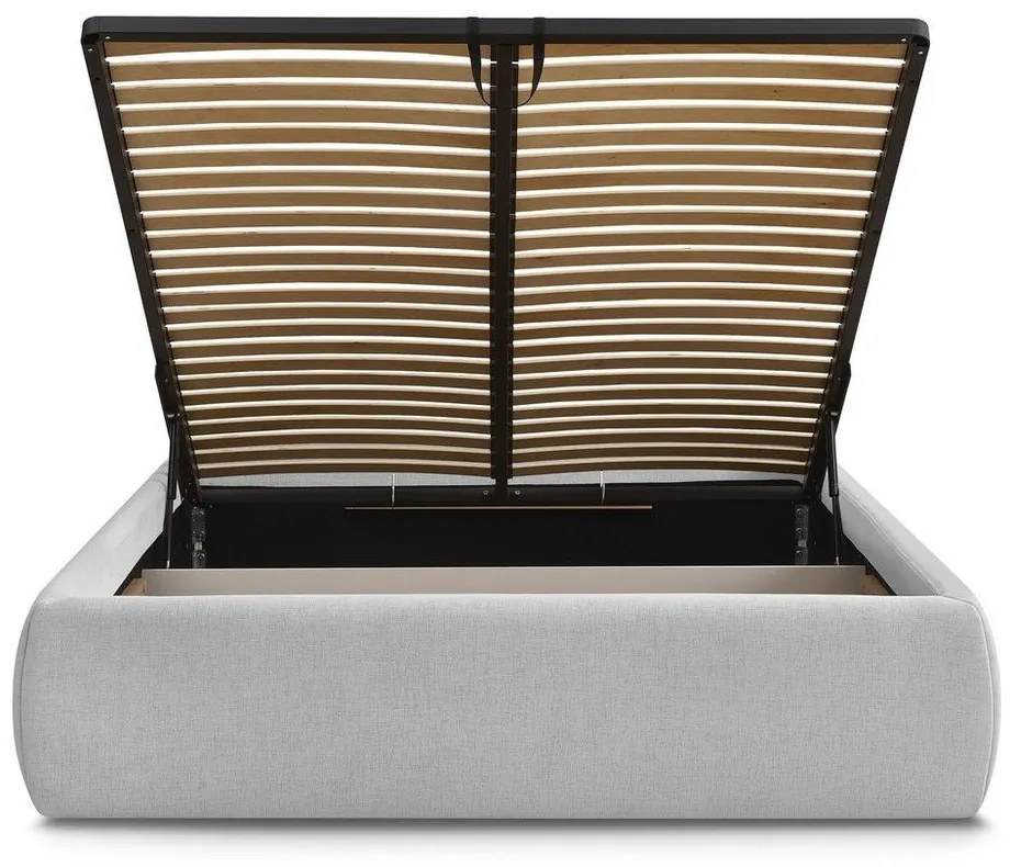 Svetlosivá čalúnená dvojlôžková posteľ s úložným priestorom/bez čela s roštom 180x200 cm Inera – Bobochic Paris