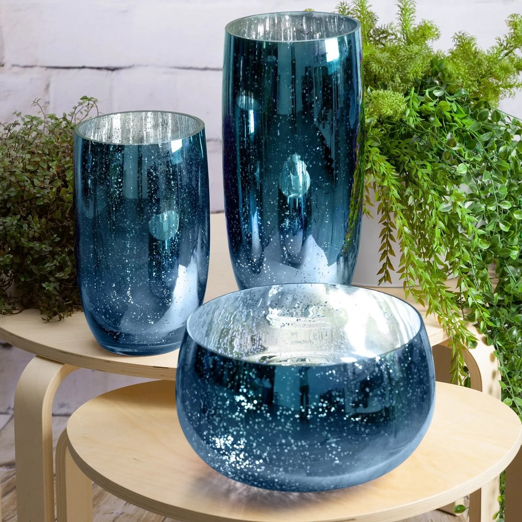 SKLENENÁ VÁZA MOLLY (FI) 16X28 CM MODRÁ