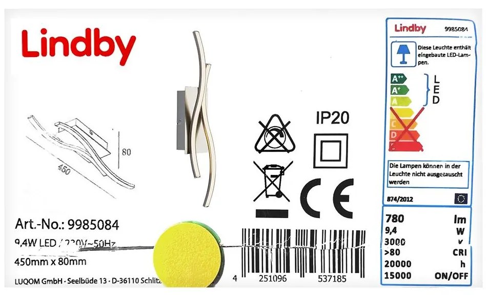 Lindby Lindby - LED Nástenné svietidlo SAFIA LED/9,4W/230V LW0321