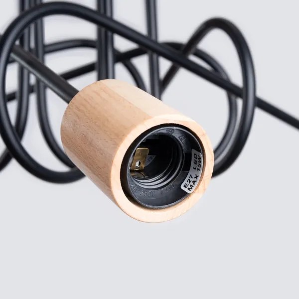 Sollux SL.1478 - Prisadený luster EMBER 5xE27/15W/230V čierna/béžová/buk