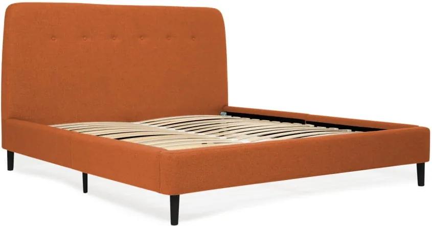 Oranžová dvojlôžková posteľ s čiernymi nohami Vivonita Mae Queen Size, 160 × 200 cm