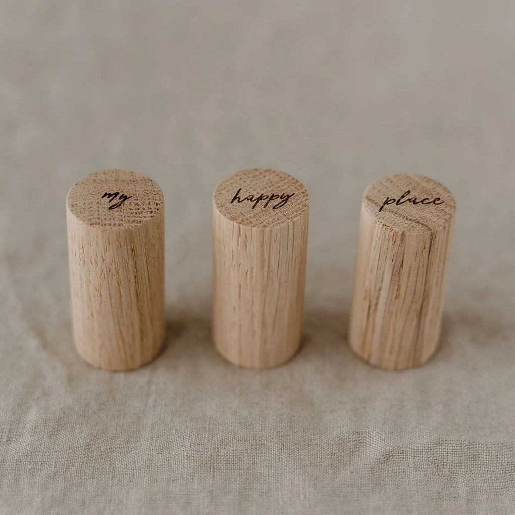 Eulenschnitt Drevené háčiky Oak Wood My Happy Place – set 3 ks