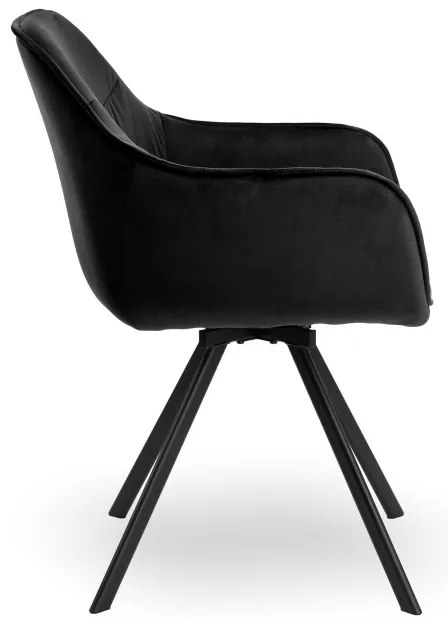 Jedálenská stolička SYDNEY zamatová, čierna