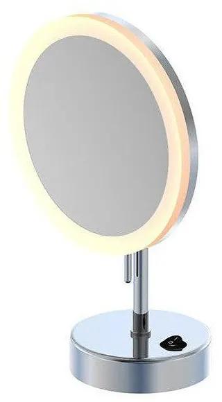 STEINBERG 650 stojace kozmetické zväčšovacie zrkadlo s LED osvetlením (5-násobné zväčšenie), priemer 200 mm, chróm, 6509300
