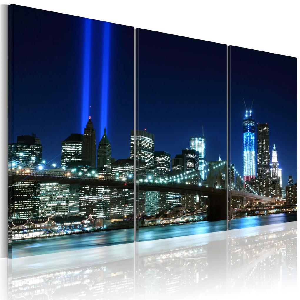 Artgeist Obraz - Blue lights in New York Veľkosť: 60x40, Verzia: Premium Print