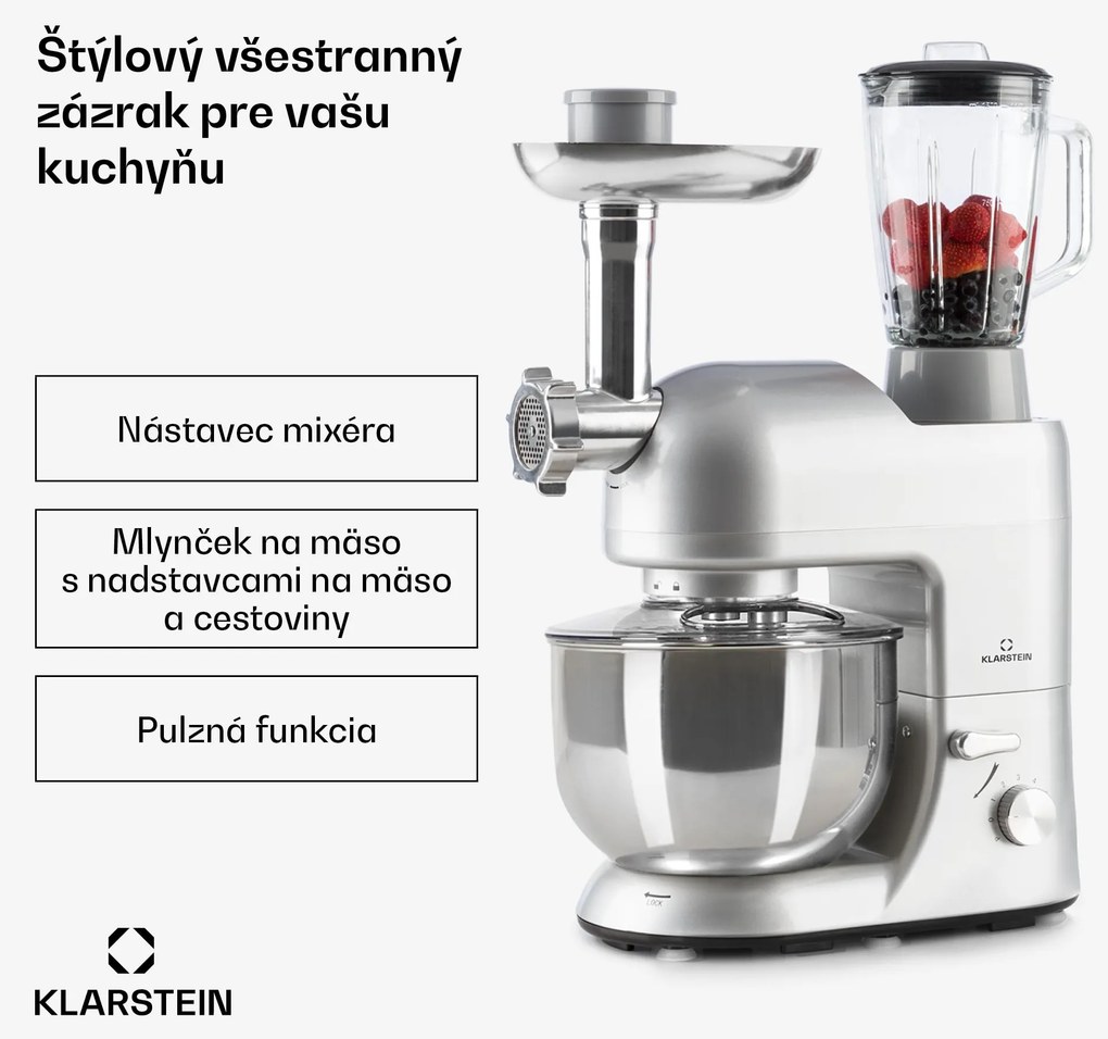 Klarstein Lucia, kuchynský robot, mixér, mlynček na mäso, 1800 W
