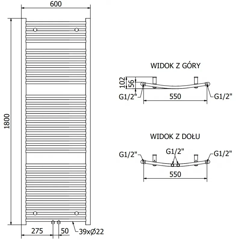 Mexen Ares, elektrické vykurovacie teleso 1800 x 600 mm, 900 W, antracitová, W102-1800-600-2900-66