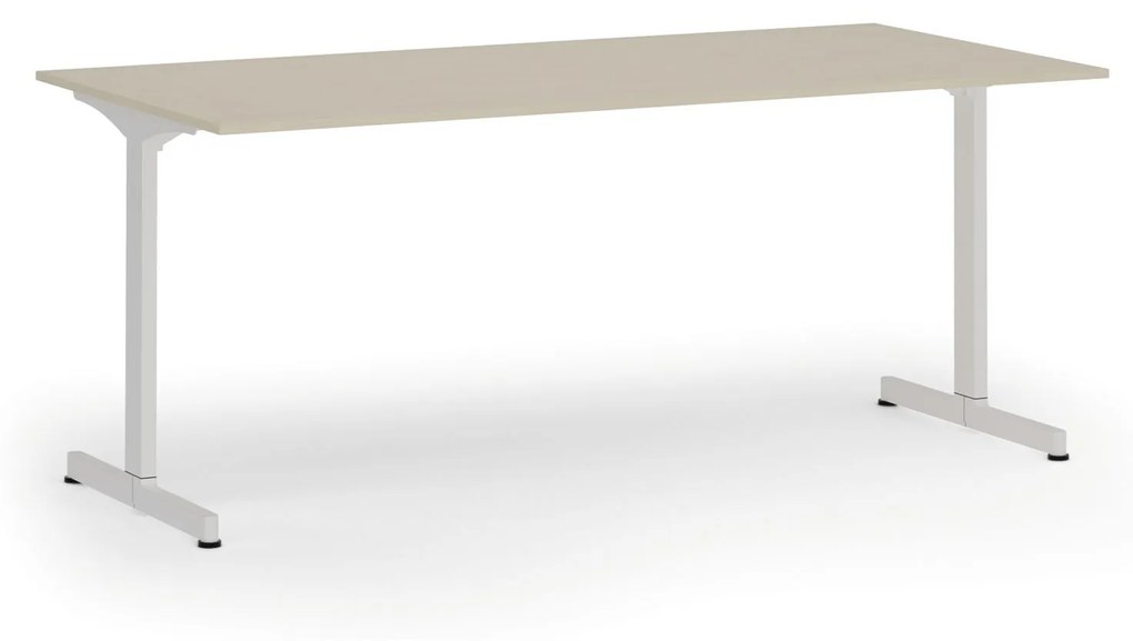 Kancelársky stôl PRIMO BETA, 1800 x 900 mm, biela podnož, breza