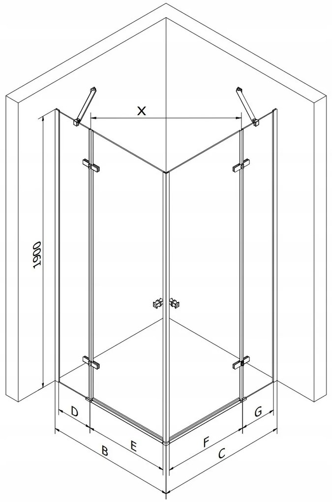Mexen Roma Duo, sprchovací kút s 2-krídlovými dverami 100 (dvere) x 100 (dvere) cm, 6mm číre sklo, chrómový profil + slim sprchová vanička 5cm biela, 854-100-100-01-02-4010