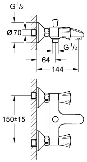 GROHE 25450001 - Vaňová batéria COSTA L DN 15 lesklý chróm