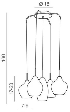 Azzardo AZ3172 - Luster na lanku MILANO 5xG9/40W/230V