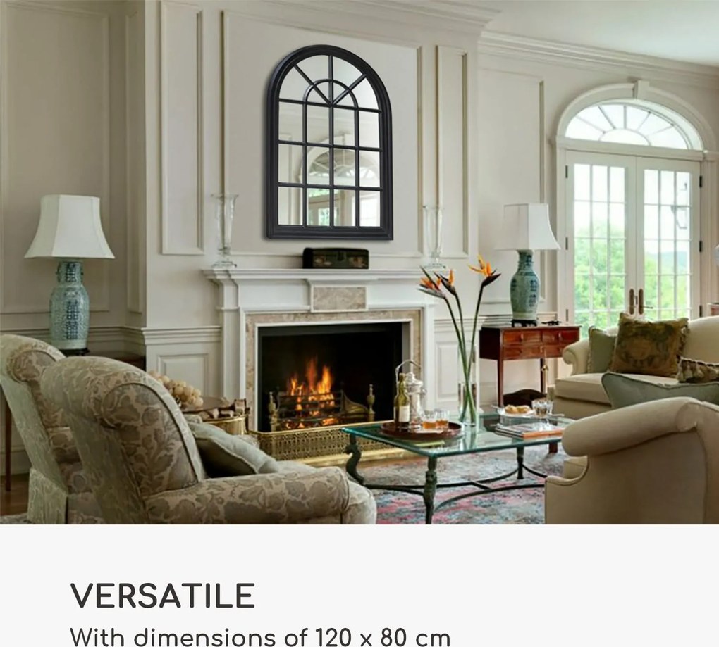 Casa Chic Savile, francúzske zrkadlo vo vzhľade okna, drevený rám, 120 x 80 cm