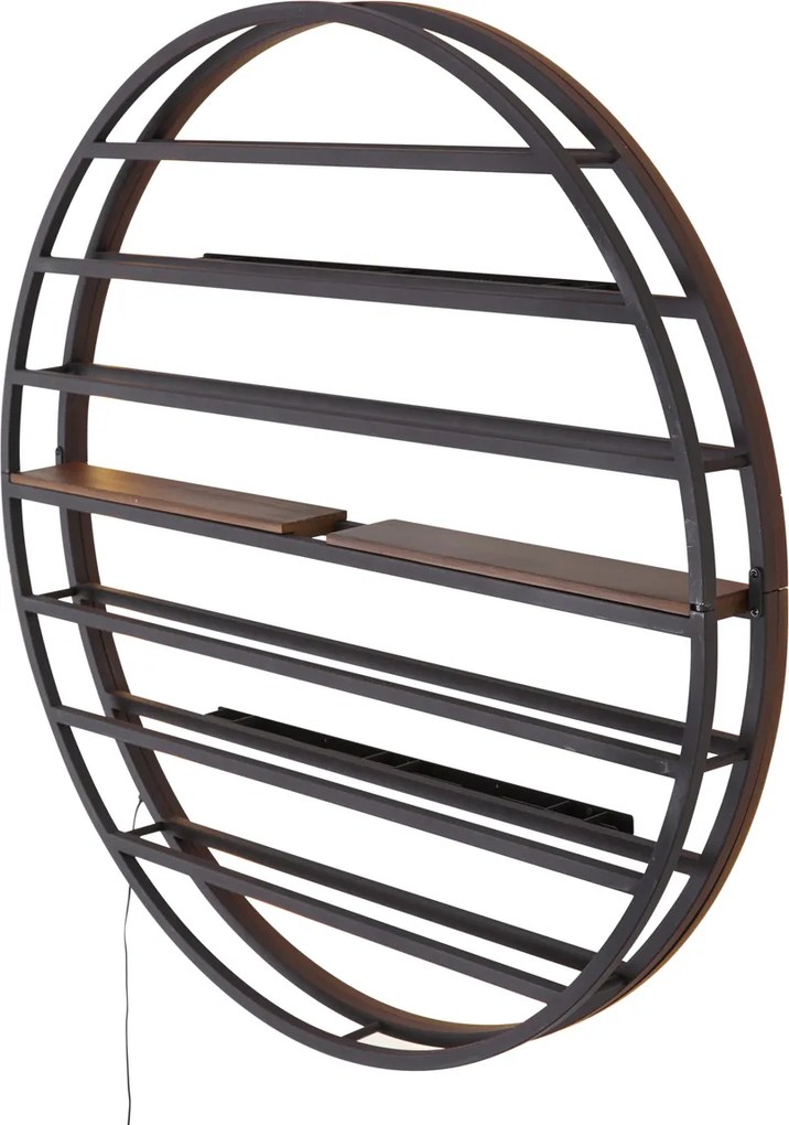 Moderná nástenná lampa čierna s okrúhlym drevom vrátane LED - Wine Rack