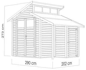 Drevený záhradný domček Konsta Studio Set 2 svetlosivý 290x202 cm
