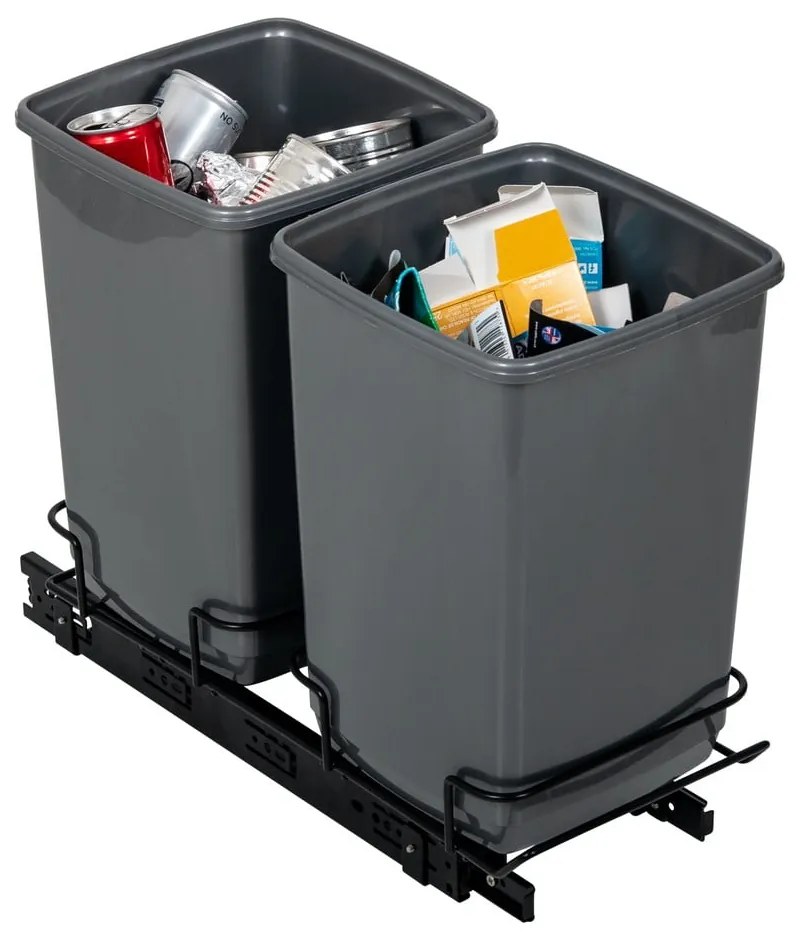 Súprava 2 sivých odpadkových košov Addis In-Cupboard Bin, 10 l