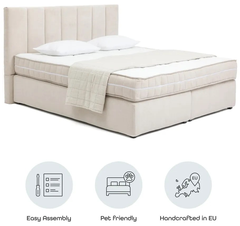 Béžová boxspring posteľ 160x200 cm Olia Bold Line – Bonami Selection