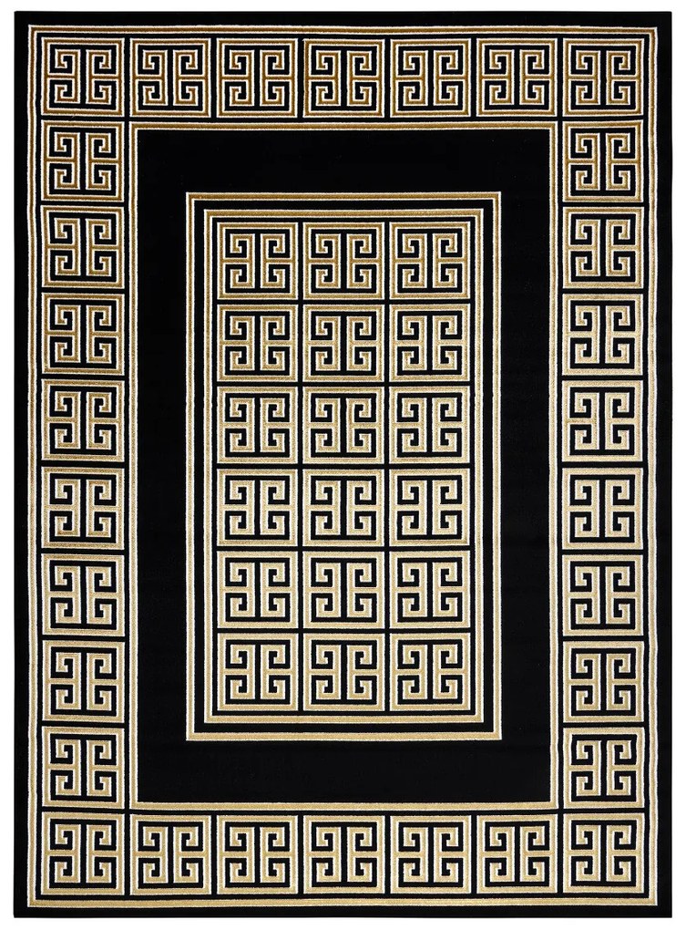 Dywany Łuszczów, Kusový koberec Gloss 6776 86 greek black/gold, 180x270, čierna, chodba / predsieň