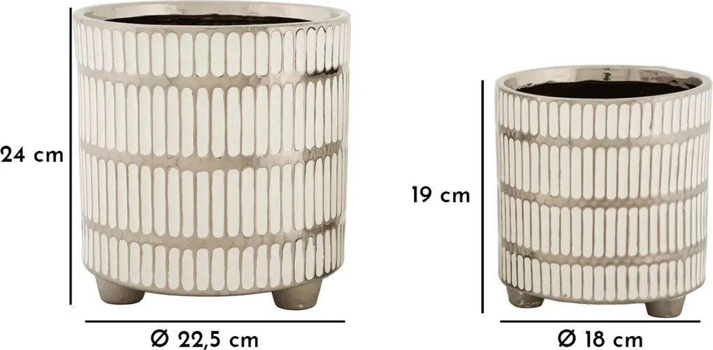 Sada 2 ks obalů na květináč Ray bílo-stříbrná