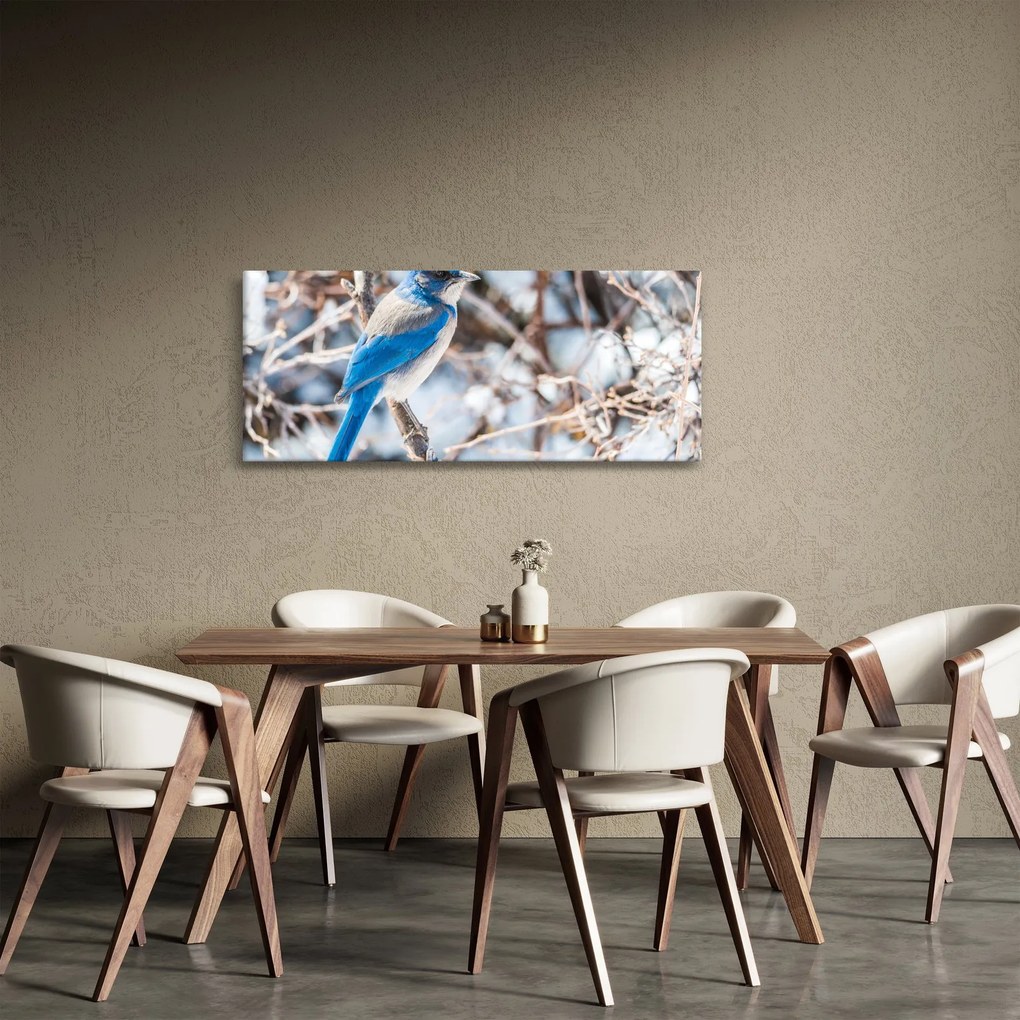 Obraz - Zimný vtáčik (120x50 cm)