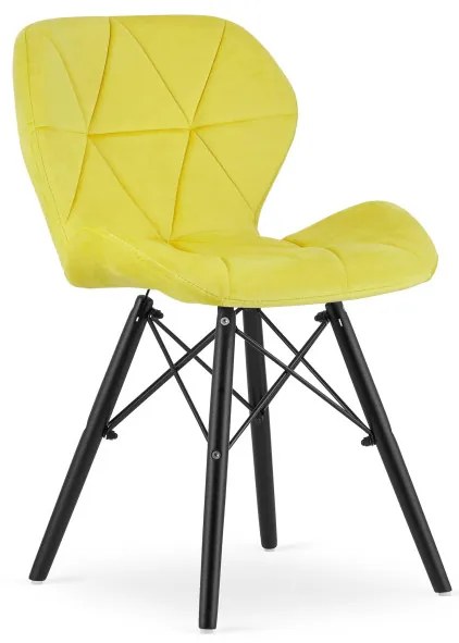 Set troch jedálenských stoličiek LAGO zamat žlté (čierne nohy) (3ks)