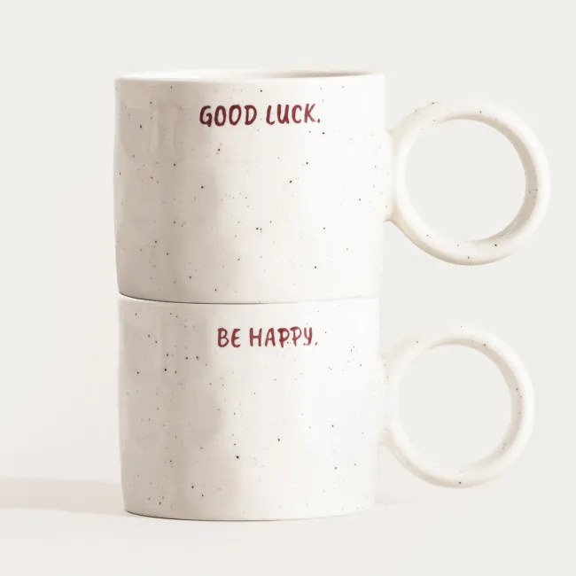 Sada dvoch hrnčekov POSI s nápismi 750809 300 ml (2 ks)