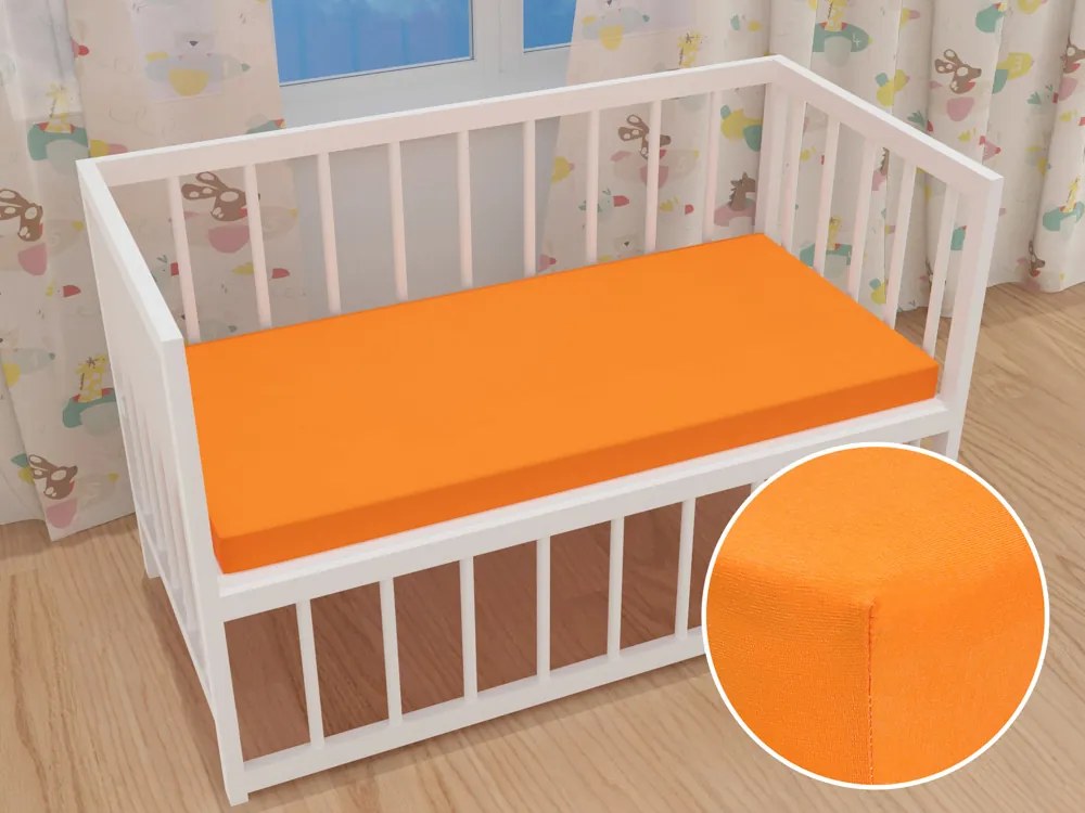 Detské jersey napínacie prestieradlo do postieľky JR-006 Oranžové 80 x 140 x 10 cm - do postieľky