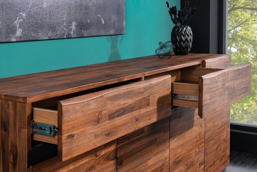 Komoda Genesis 170 cm – masívne akáciové drevo, hnedý odtieň